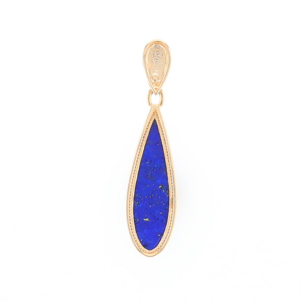 Lapis Tear Drop Inlaid Design Pendant