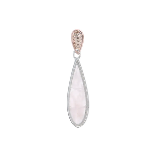 Rose Quartz Teardrop Inlaid Pendant with .11ctw diamonds
