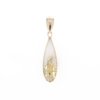 Gold Quartz Pendant Tear Drop Inlaid Design G2