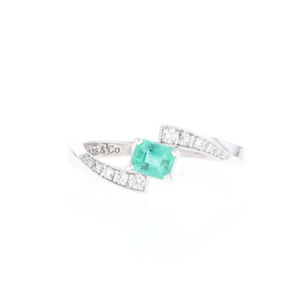 Emerald Twist Ring with Diamond Accents