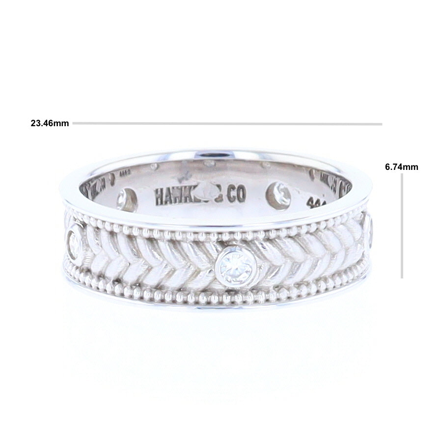 Braided White Gold Men's Ring with Diamond Accents