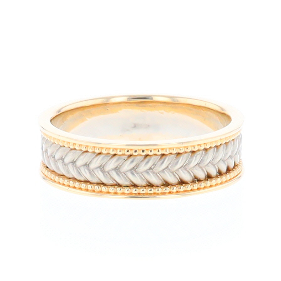 Braided White and Yellow Gold Men's Ring