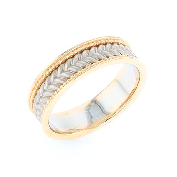 Braided White and Yellow Gold Men's Ring