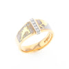 Gold Quartz Ring Double Sided Inlaid with .19ctw Round Diamonds