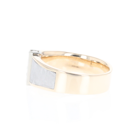 Meteorite Ring Double Sided Inlaid with .19ctw Round Diamonds