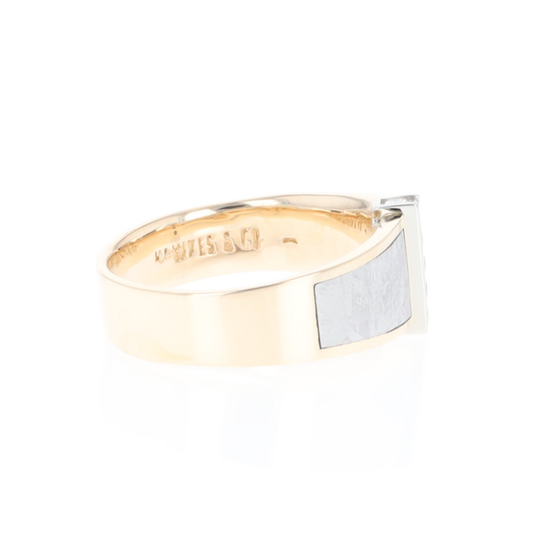 Meteorite Ring Double Sided Inlaid with .19ctw Round Diamonds
