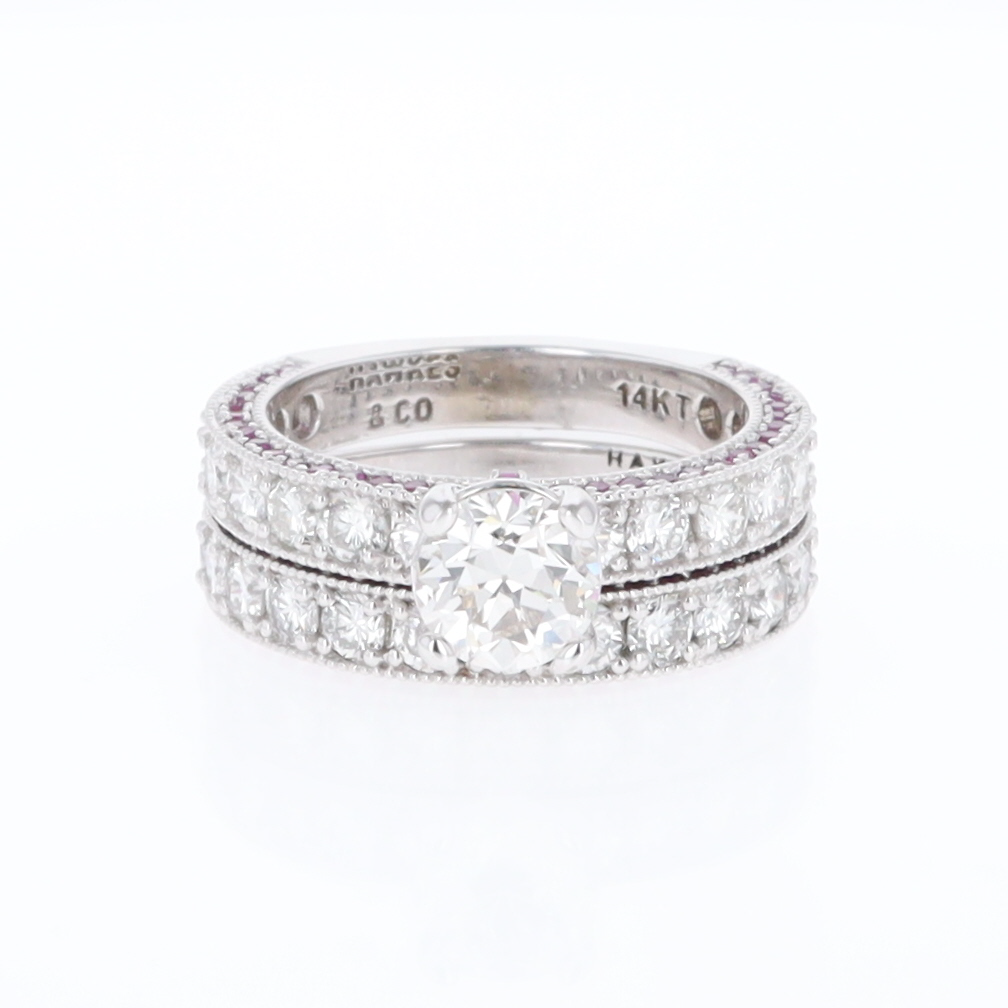 Diamond and Pink Sapphire Engagement Ring