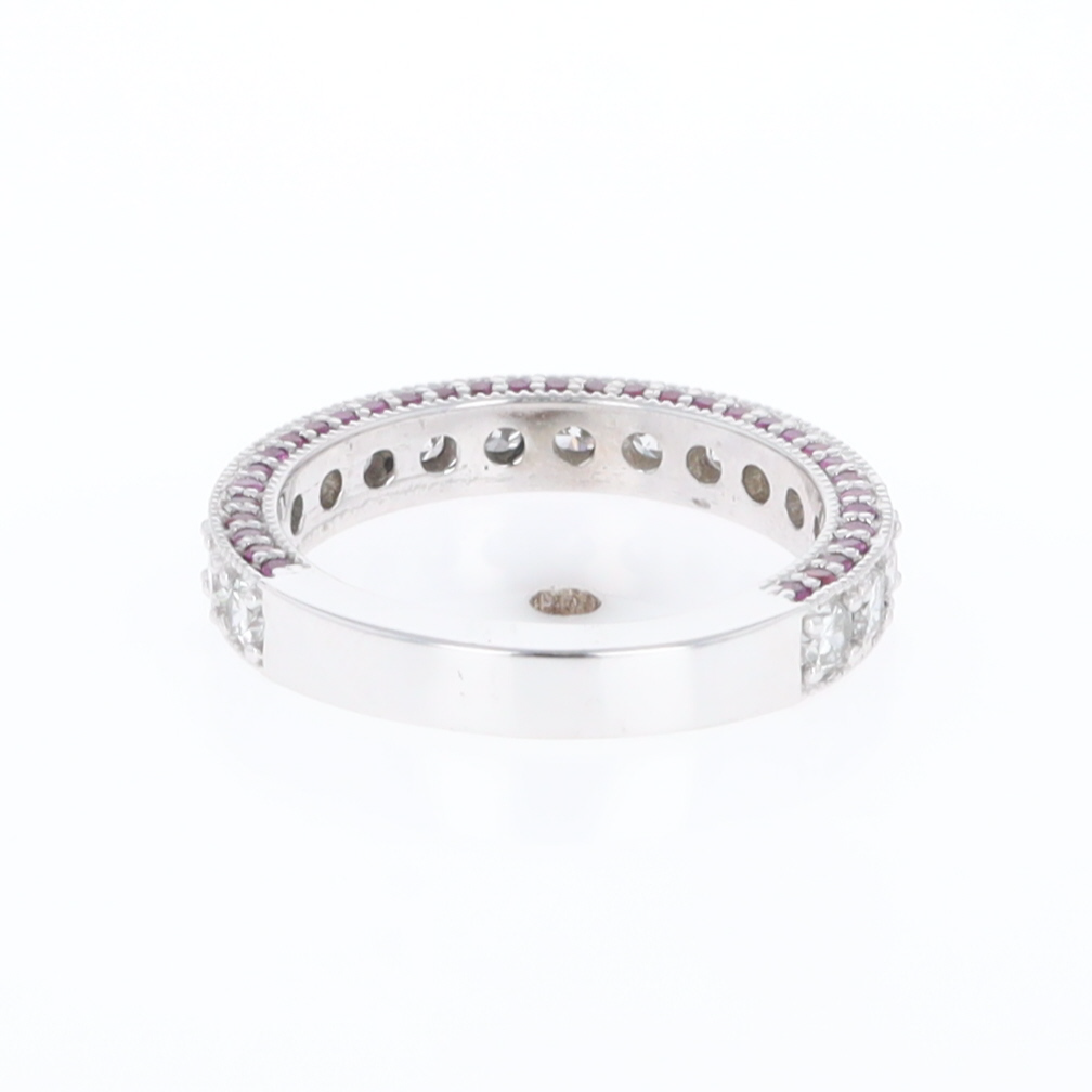 Diamond and Pink Sapphire Wedding Band