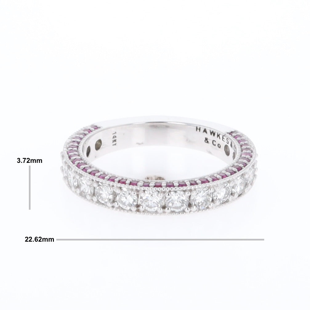 Diamond and Pink Sapphire Wedding Band