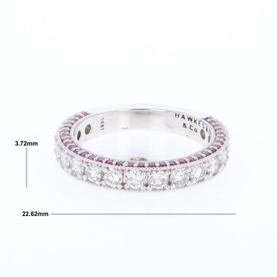 Diamond and Pink Sapphire Wedding Band