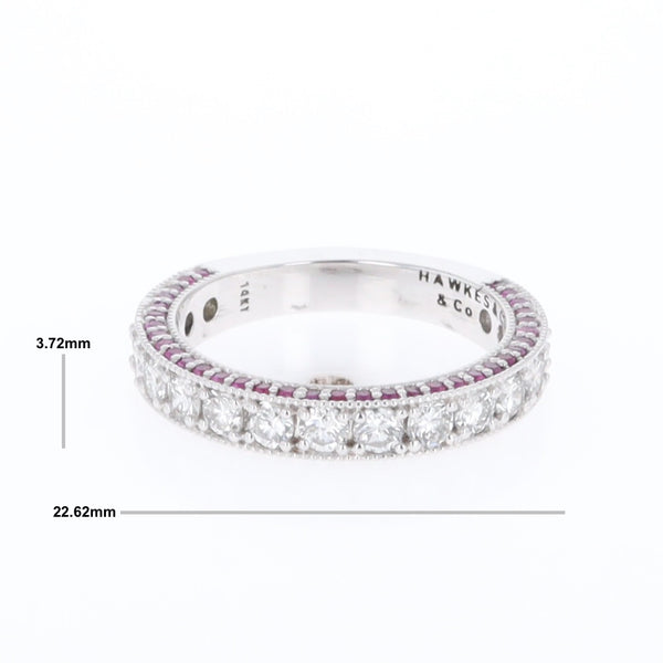 Diamond and Pink Sapphire Wedding Band