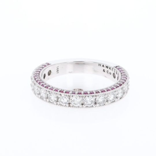Diamond and Pink Sapphire Wedding Band