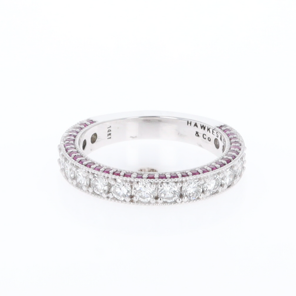 Diamond and Pink Sapphire Wedding Band