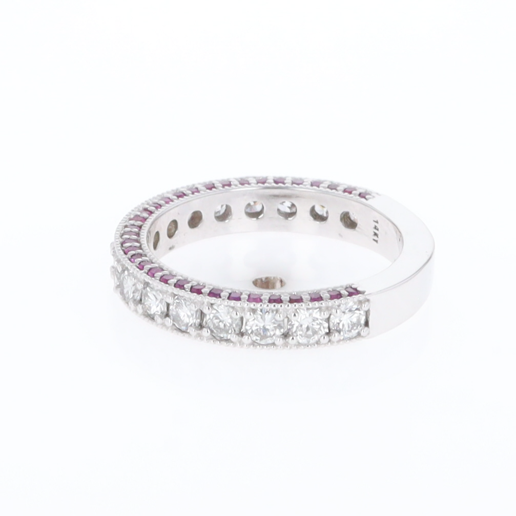 Diamond and Pink Sapphire Wedding Band