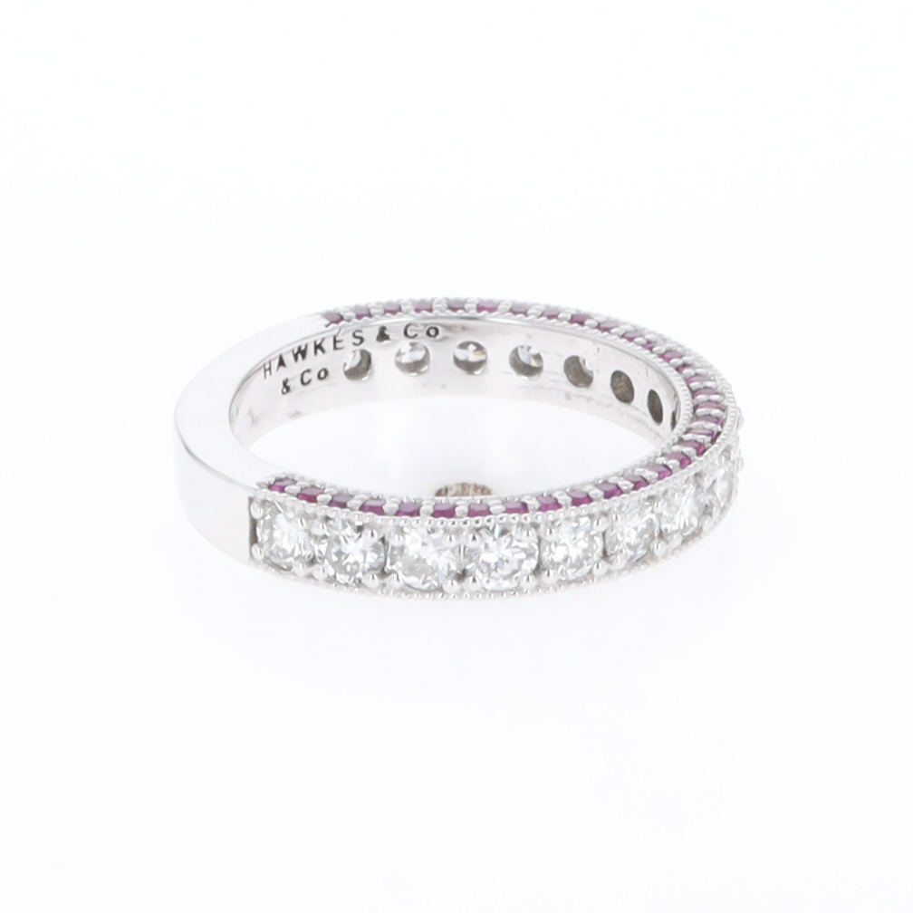 Diamond and Pink Sapphire Wedding Band
