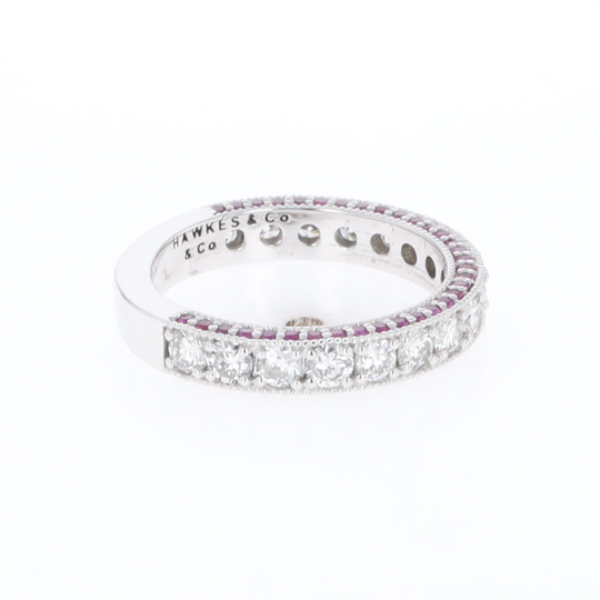 Diamond and Pink Sapphire Wedding Band