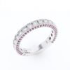 Diamond and Pink Sapphire Wedding Band