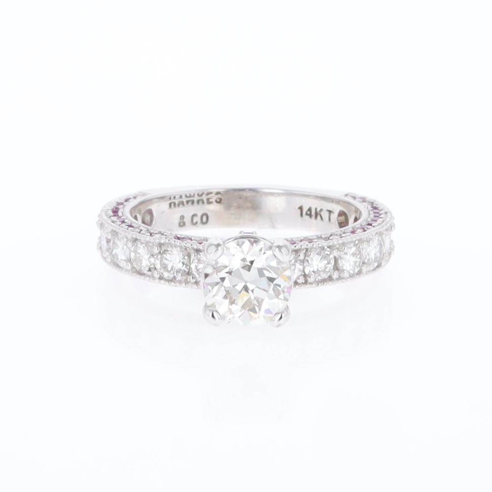 Diamond and Pink Sapphire Engagement Ring