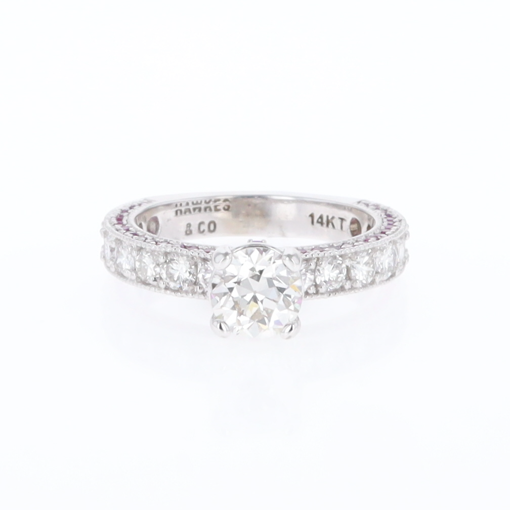 Diamond and Pink Sapphire Engagement Ring