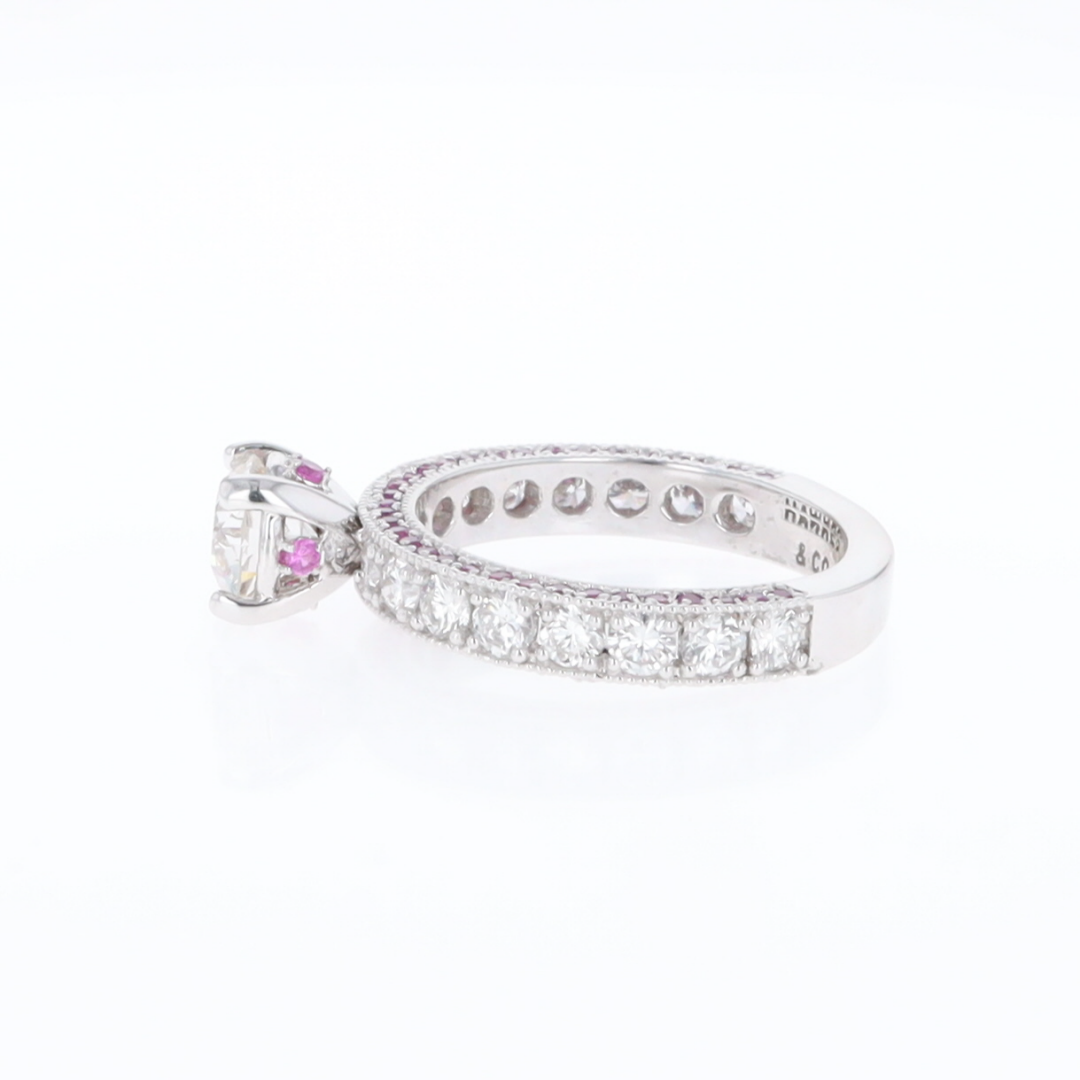 Diamond and Pink Sapphire Engagement Ring