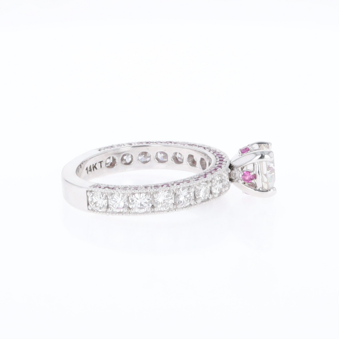 Diamond and Pink Sapphire Engagement Ring