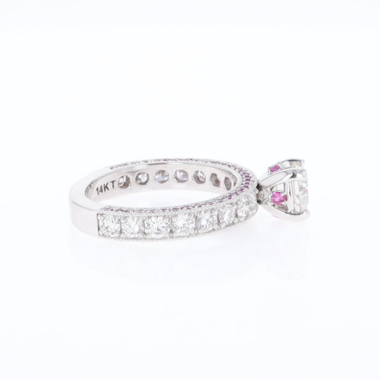 Diamond and Pink Sapphire Engagement Ring