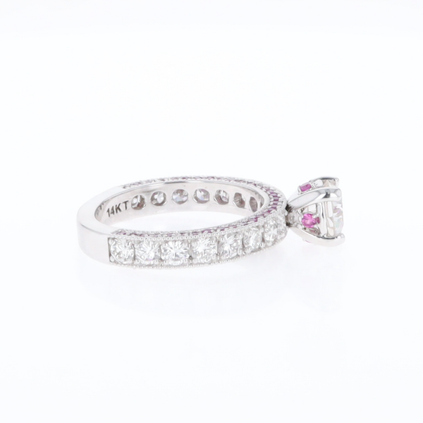 Diamond and Pink Sapphire Engagement Ring