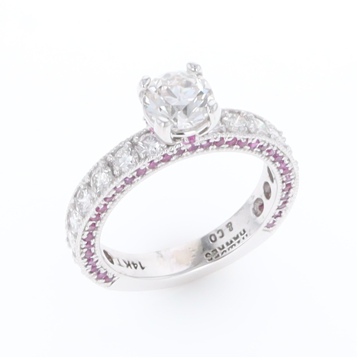 Diamond and Pink Sapphire Engagement Ring