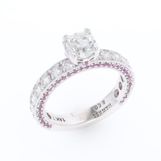Diamond and Pink Sapphire Engagement Ring