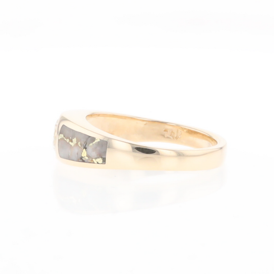Gold Quartz Ring Double Sided Inlaid with 0.50ct Round Diamond G2