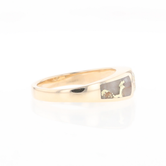 Gold Quartz Ring Double Sided Inlaid with 0.50ct Round Diamond G2