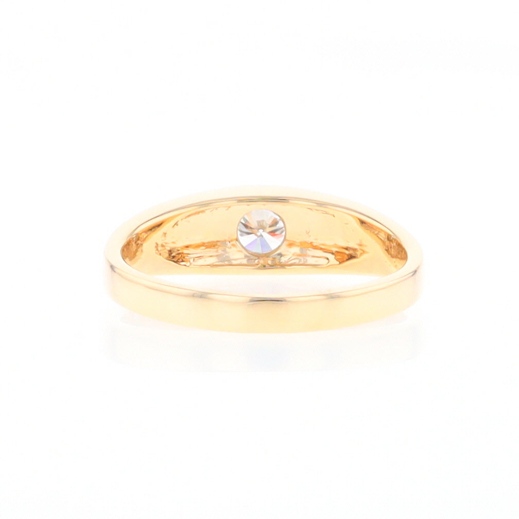 Gold Quartz Ring Double Sided Inlaid with a .61ct Round Diamond