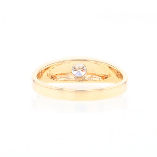 Gold Quartz Ring Double Sided Inlaid with a .61ct Round Diamond