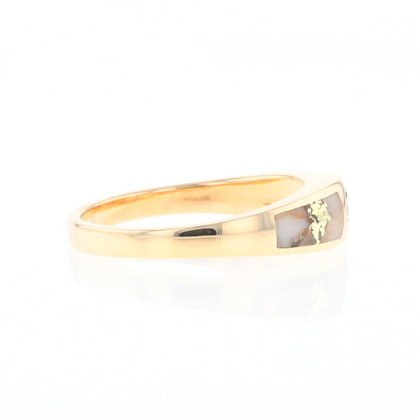 Gold Quartz Ring Double Sided Inlaid with a .61ct Round Diamond