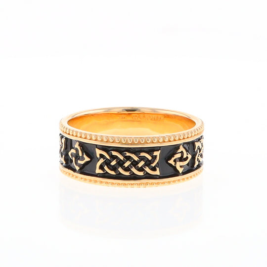 Celtic Knot Black and Gold Wedding Band