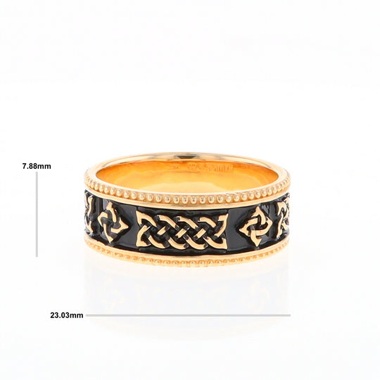 Celtic Knot Black and Gold Wedding Band