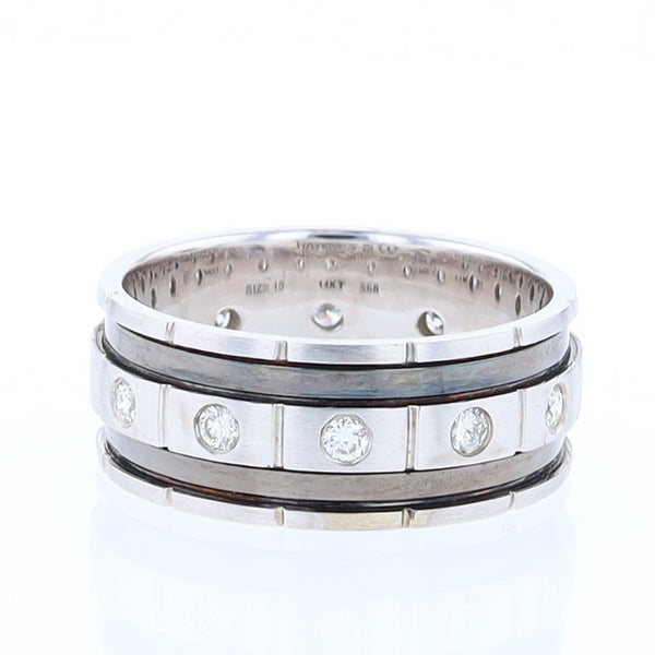 Contemporary Men's Comfort Fit Wedding Band With Diamonds