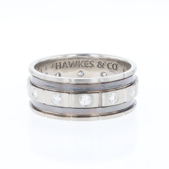 Contemporary Men's Comfort Fit Wedding Band With Diamonds