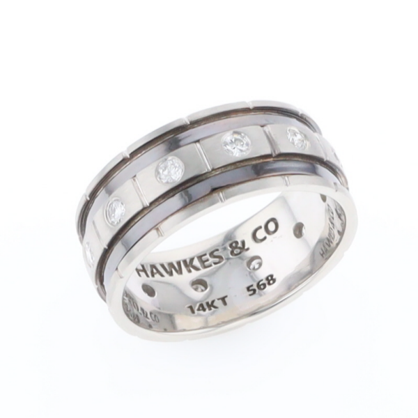 Contemporary Men's Comfort Fit Wedding Band With Diamonds