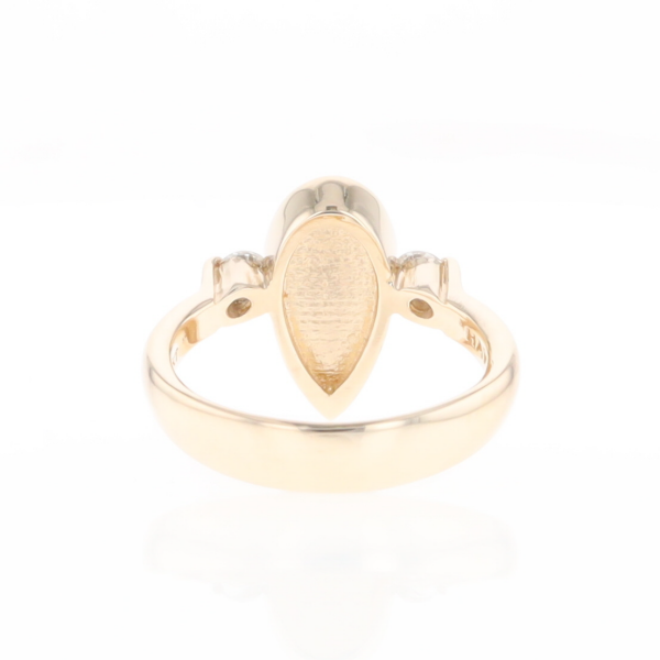 Gold Quartz Ring Pear Shape Inlaid with .18ctw Round Diamonds