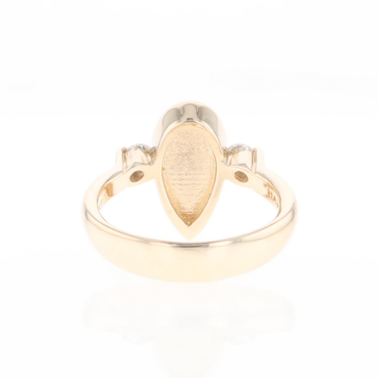 Gold Quartz Ring Pear Shape Inlaid with .18ctw Round Diamonds
