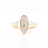 Gold Quartz Ring Pear Shape Inlaid with .18ctw Round Diamonds