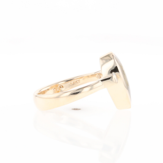 Gold Quartz Ring Pear Shape Inlaid with .18ctw Round Diamonds