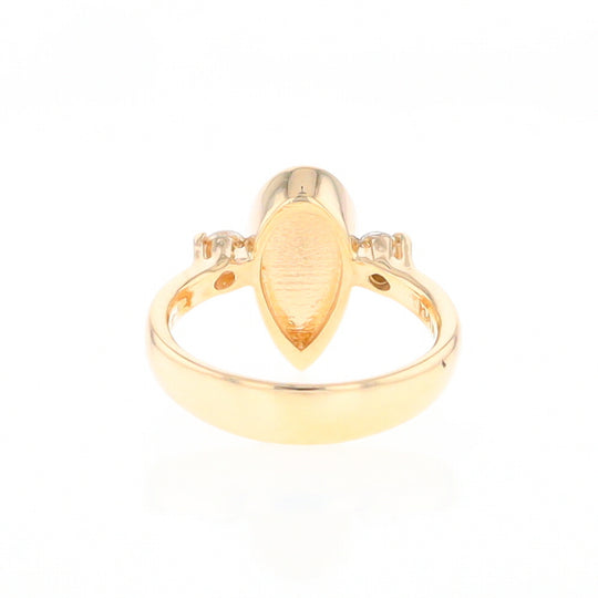 Gold Quartz Ring Pear Shape Inlaid with .18ctw Round Diamonds