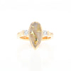 Gold Quartz Ring Pear Shape Inlaid with .18ctw Round Diamonds