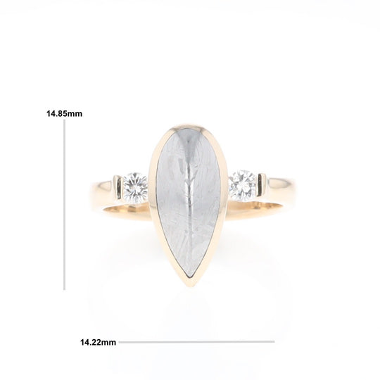 Meteorite Pear Shape Inlay Ring