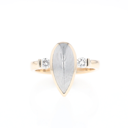 Meteorite Pear Shape Inlay Ring