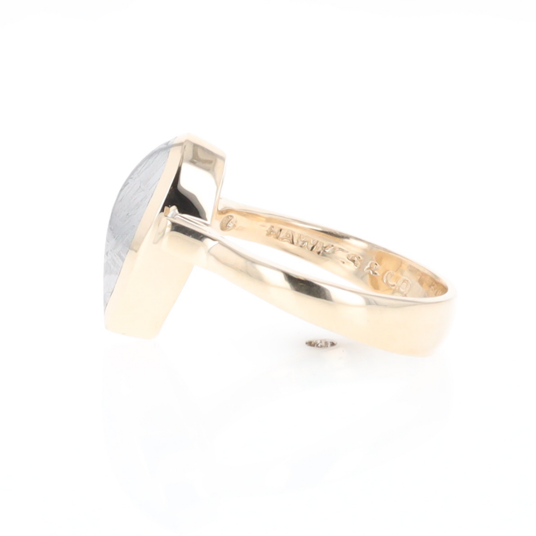 Meteorite Pear Shape Inlay Ring