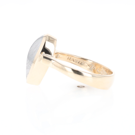 Meteorite Pear Shape Inlay Ring