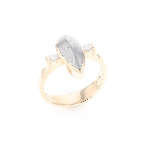 Meteorite Pear Shape Inlay Ring